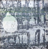 「biotop vol.2」アクリル、ペン、布、木　580×590mm　2019