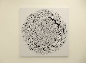 「HARE Mark 異聞 ML-5p」インクジェットプリント、紙、木製パネル　100×100×3cm　2019