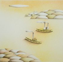 「泊地にて #1」リトグラフ　380×380mm　2019