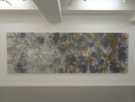 「ことばにならない（4）」顔料、画仙紙、膠、アクリルメディウム　H140×W420cm　2019