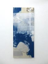 「桜を観に行く」岩絵具、アクリルスプレー、銀箔、アルミ箔、膠、和紙　120×50×3.3cm　2019