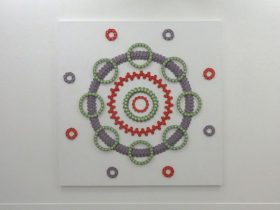 「ゆめ」陶、木材　 50×1600×1600mm 　2019