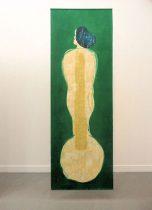 「女Ⅰ」型染め、絹、酸性染料、顔料　H1900×W800mm　2019