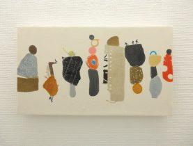 「Playing with rolling stones 7」型染め、絹、酸性染料　H180×W360mm　2019