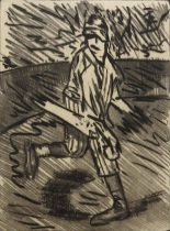 「打つものなくして走るものなし！ 3回の攻撃！」銅版画　285×230mm　2019