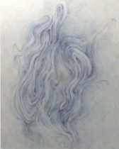 「思・考」雲肌麻紙 岩絵具 墨　100号　2019