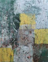 「Neither a point nor a line NO.534（見えない御手）」麻紙、岩絵具、墨、金箔、銀箔、他　410×318mm　2019