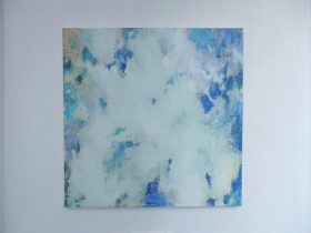 「青に眠る」パネル・寒冷紗・石膏地・顔料・アクリルメディウム　600×600mm　2020　