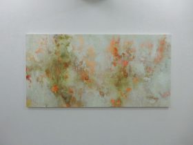 「陽の中の庭」パネル・寒冷紗・石膏地・顔料・アクリルメディウム　2000×900mm　2020