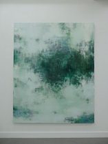 「Beyond the silence」パネル・寒冷紗・石膏地・顔料・アクリルメディウム　1300×1620mm　2019