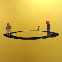 「円相に関する一考察　～生まれ、そして、老いるといういこと～」パネル、油彩、水性アルキド樹脂絵具 727×727mm 2020