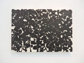 「Blood cell formation」墨、雁皮紙、木製パネル 32×45.5cm 2020