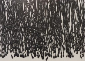 「Drop」墨、雁皮紙、木製パネル 57×79cm 2020