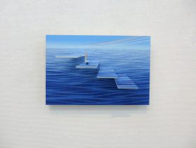 「ひなたぼっこ計画20-4」木製パネル、アクリル絵具、他　22×33×6.3cm