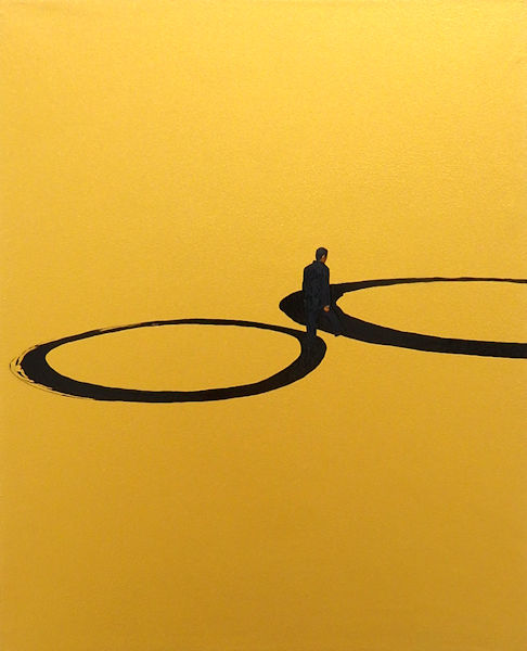 「円相に関する―考察～大なるものへ～」油彩、水性アルキド樹脂絵具、パネル　27.3×22cm　2020