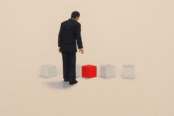 「選ぶ」油彩、キャンバス、パネル　14×18cm　2020