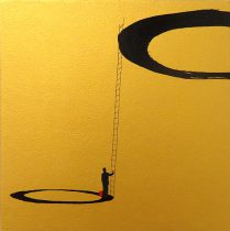 「円相に関する一考察 ~未知~」油彩、水性アルキド樹脂絵具、パネル 18×18cm 2020