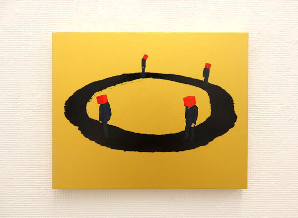 「円相に関する―考察 ～Aたち～」油彩、水性アルキド樹脂絵具、パネル　27.3×22cm　2020