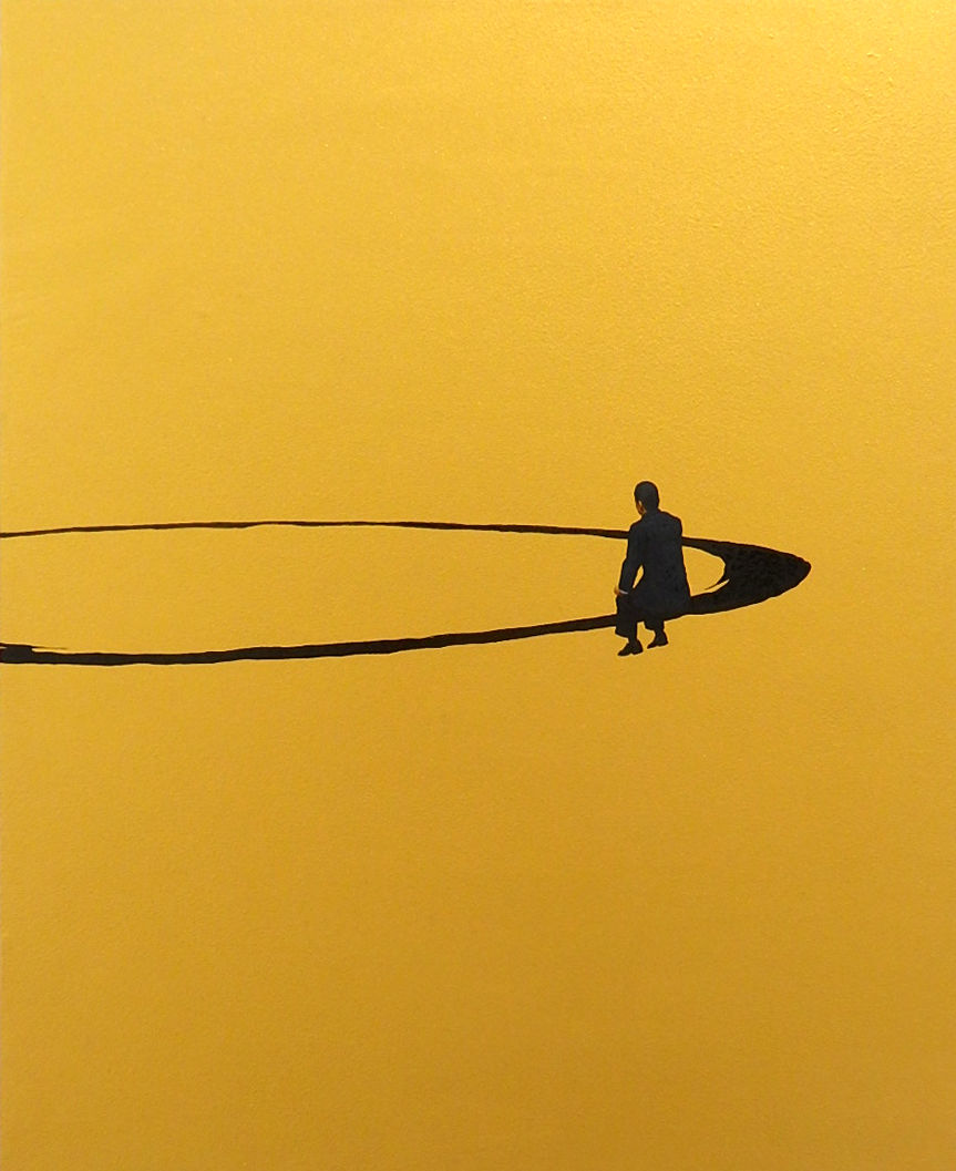 「円相に関する―考察～物思う～」油彩、水性アルキド樹脂絵具、パネル　27.3×22cm　2020