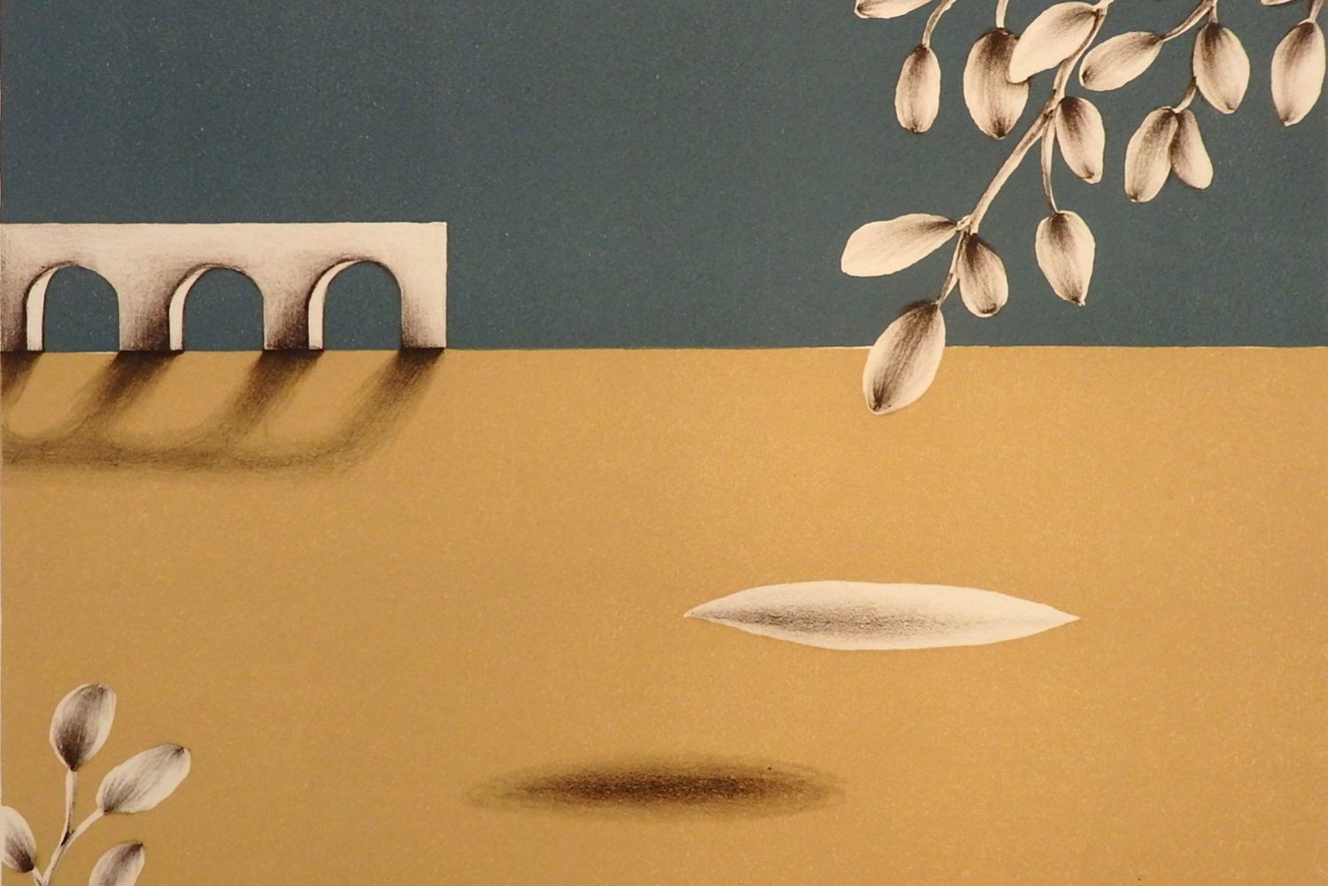 「古い橋」リトグラフ　38×48cm　2020