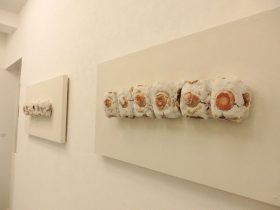 「長石－１」「長石－２」陶、長石　Ｈ450×Ｗ900×Ｄ130mm　2019