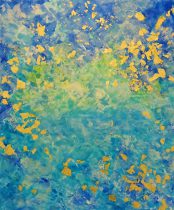 「光の波動・竹生島」アクリル、キャンヴァス　445×380mm