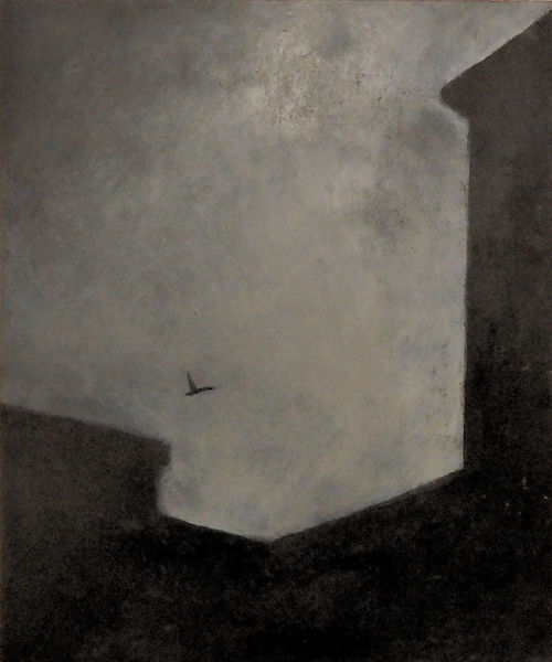 「空を見上げて～生きる希望を胸に抱いて～」encaustic oil painting on panel　455×380mm