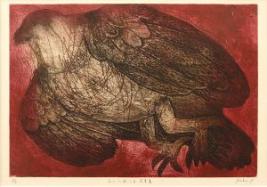 「ふいに起こる出来事」木版コラグラフ　25.5×36.5cm　2020