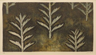 「オオアレチノ（図々しい再生）」木版コラグラフ　20×26cm　2018