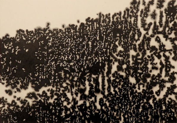 「氷粒ー天の川銀河」墨、雁皮紙、木製パネル　20.4×28.8cm