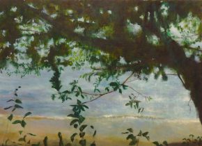 「景色の中に潜むもの（2016年3月13日）」キャンバス、油彩　P20　2021