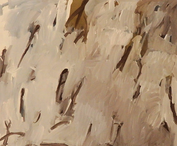 「冬木」画仙紙、顔料、岩絵具、膠、アクリルメディウム　60×72cm　2021