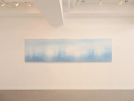 「光陰流水 Ⅰ」雲肌麻紙に岩絵の具、水彩、アクリル雲肌麻紙に岩絵の具、水彩、アクリル　80×300cm　2021