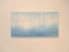 「光陰流水 Ⅱ」雲肌麻紙に岩絵の具、水彩、アクリル　80×150cm　2021