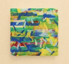 「21－P－17」紙に白亜地、テンペラ、油彩　15.7×15.5cm　2021