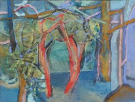 「海鳴り」楮紙、岩絵具、水干絵具、墨、色鉛筆、パステル　30×40cm　2021