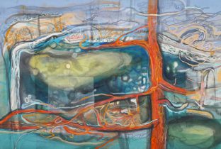 「蛍」楮紙、岩絵具、水干絵具、墨、色鉛筆、パステル　130.3×193.9cm　2021（撮影：加藤貴文）