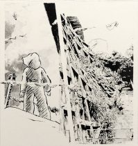 「落日」リトグラフ　37.2×36.5cm　