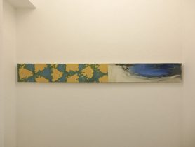 「東から射し込む、 まっすぐの光」顔料、岩絵具、画仙紙、アクリルメディウム　22.5×200cm　2021