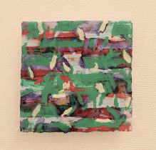 「21－P－18」紙に白亜地、テンペラ、油彩　15.3×15.3cm　2021