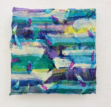 「鳶がくるりと輪をかいた18－P－7」紙に白亜地、テンペラ、油彩　18.5×18cm　2018