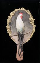 「百祥鏡」 陶、アクリルガッシュ、鏡 H77×W145×D285mm 　2021