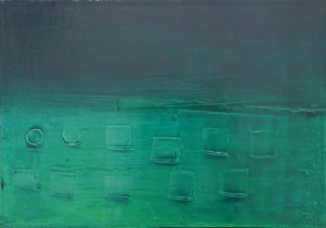 「はなれていく意識」 顔料、アクリル、麻布　SM　2021