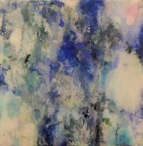 「close your eyes 2021 No.6」パネル、寒冷紗、石膏地、顔料、アクリルメディウム　150×150mm　2021