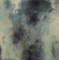 「close your eyes 2021 No.4」パネル、寒冷紗、石膏地、顔料、アクリルメディウム　150×150mm　2021