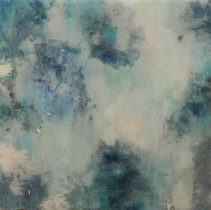 「close your eyes 2021 No.3」パネル、寒冷紗、石膏地、顔料、アクリルメディウム　150×150cm　2021