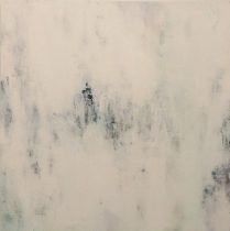 「静けさが聞こえる」パネル、寒冷紗、石膏地、顔料、アクリルメディウム　1620×1620mm　2021