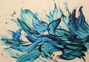 「流れるように21-25」キャンバスにアクリル、オイル　162×112cm　2021