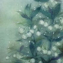 「silent fog」水性油性混合木版　385×385mm　2020