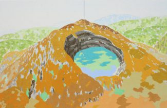 「壺中碧水」麻紙に膠絵具　91cm×155.4cm　2019